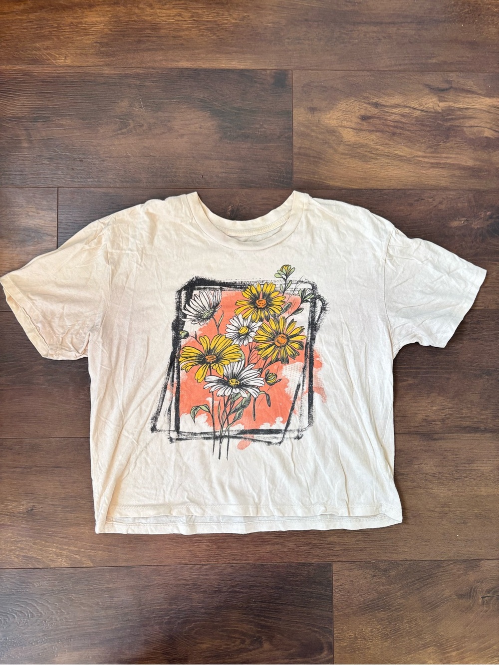 Rebellious One Floral Graphic Cropped Tee Women’s Medium